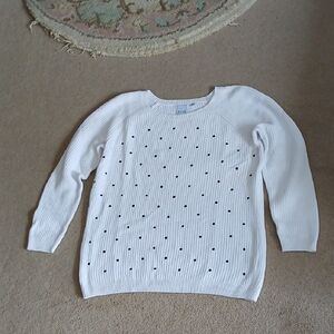 Elle White Sweater with Black Accents